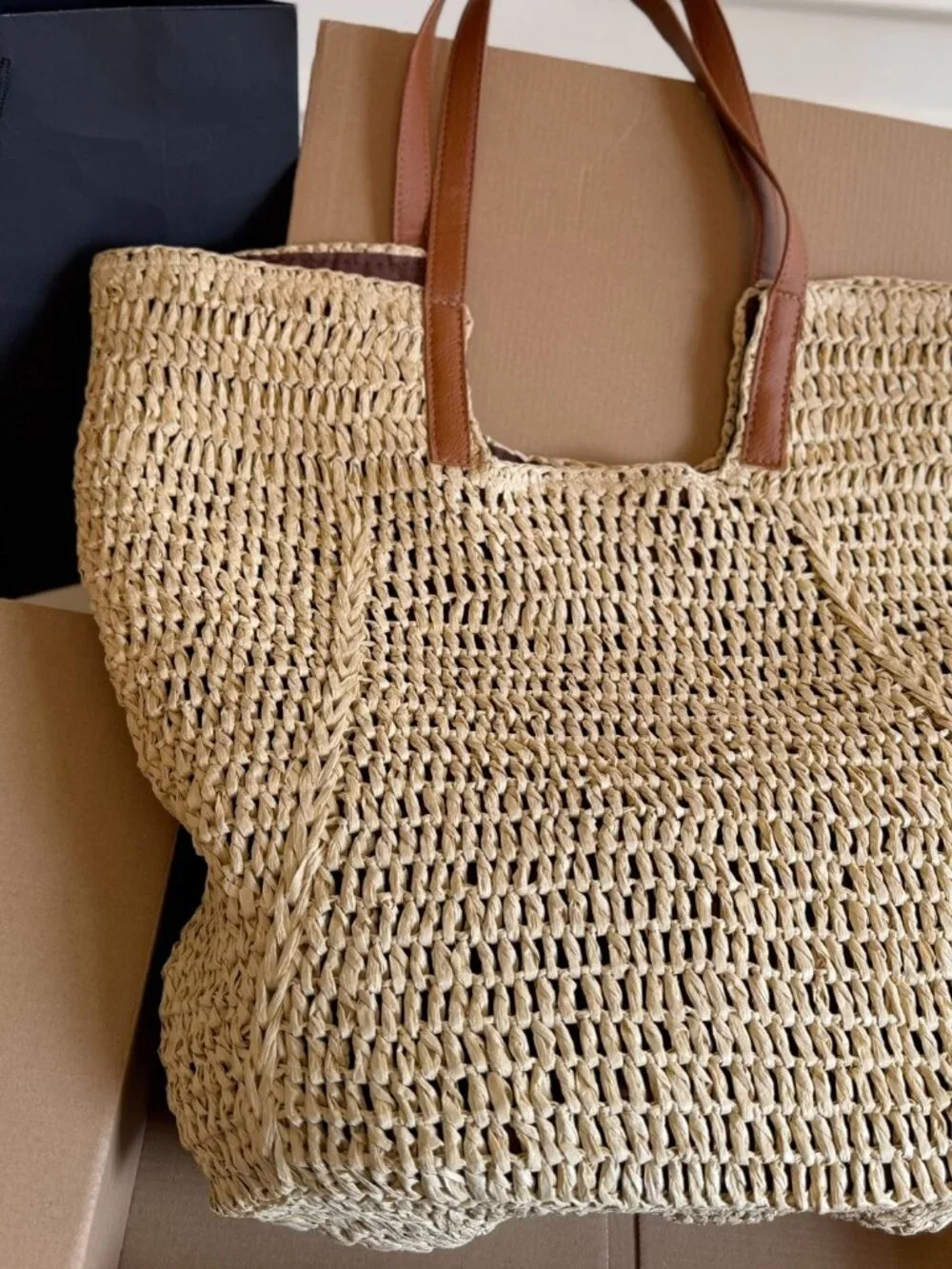 🧿Yves Saint Laurent🧿 straw woven tote bag 36x35cm